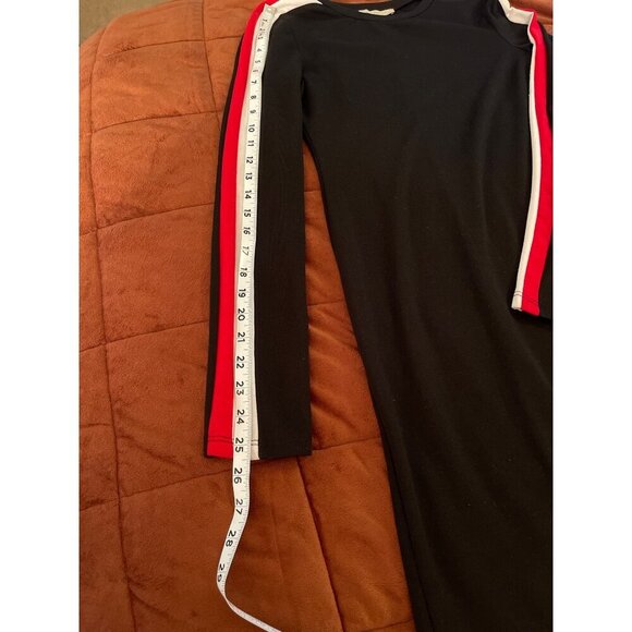 Zara Trafaluc women’s sz S Black Long Sleeve Bodycon Dress ,Red & White Striped‎ - Picture 8 of 16